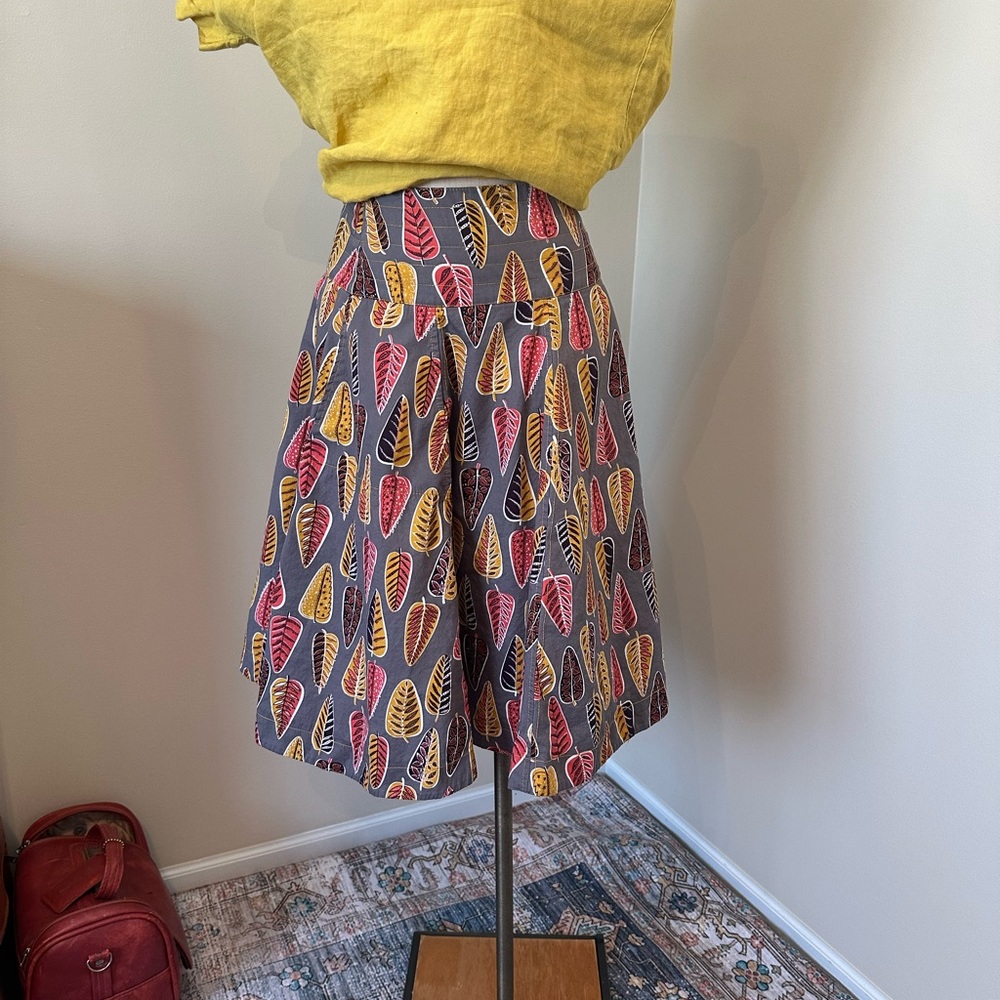 Effie’s Heart Colorful Leaf Print Women's swing Flare Skirt